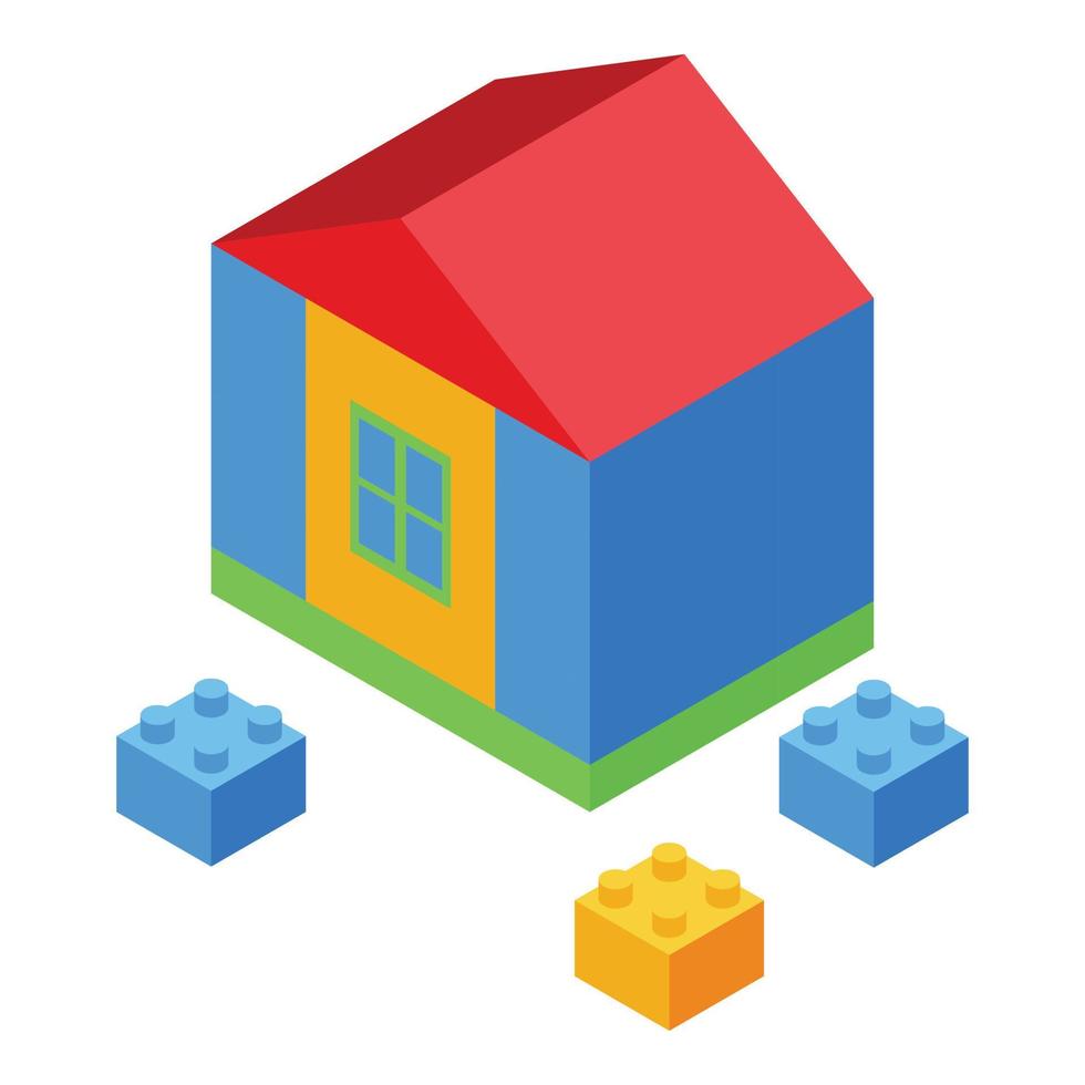 Kid house constructor icon, isometric style vector