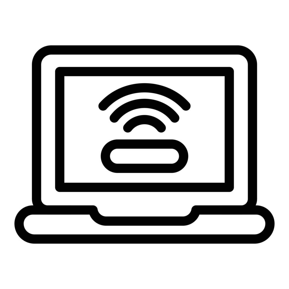Wifi laptop request icon, outline style vector