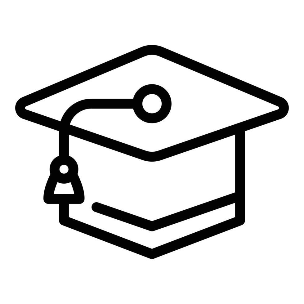 Learning graduation hat icon, outline style vector