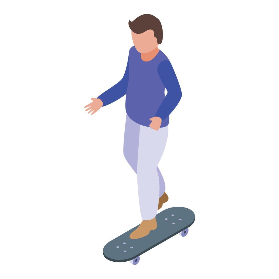 Hyperactivity kid skateboard icon, isometric style vector