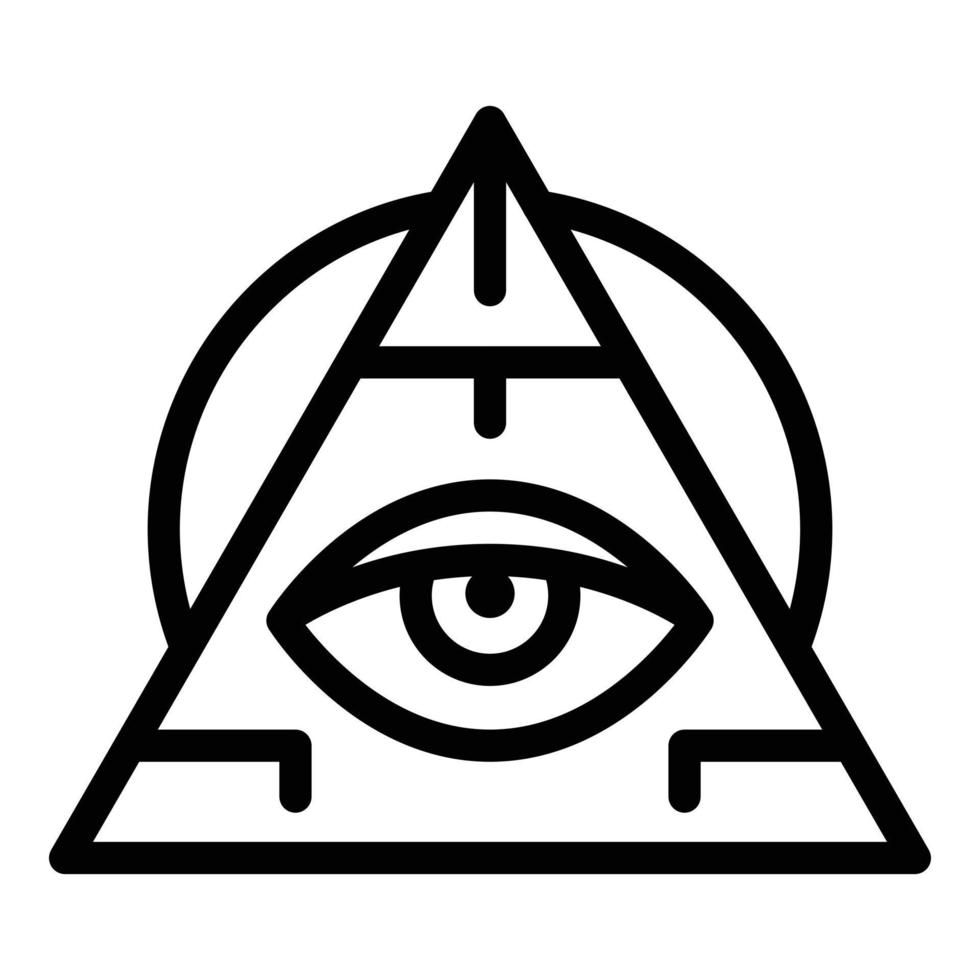 Pyramide eye amulet icon, outline style vector