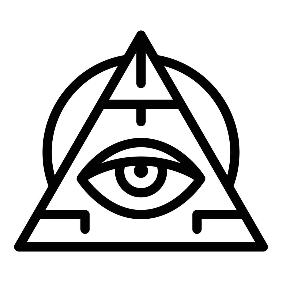 icono de amuleto de ojo de pirámide, estilo de esquema vector