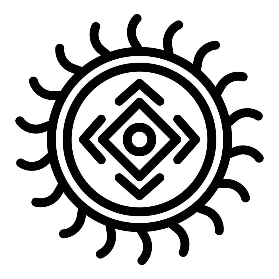 icono de amuleto tribal sol, estilo de esquema vector