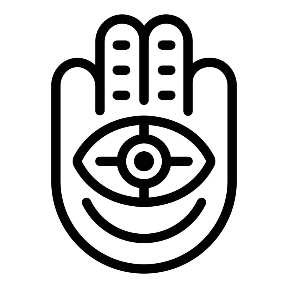 Hand eye amulet icon, outline style vector