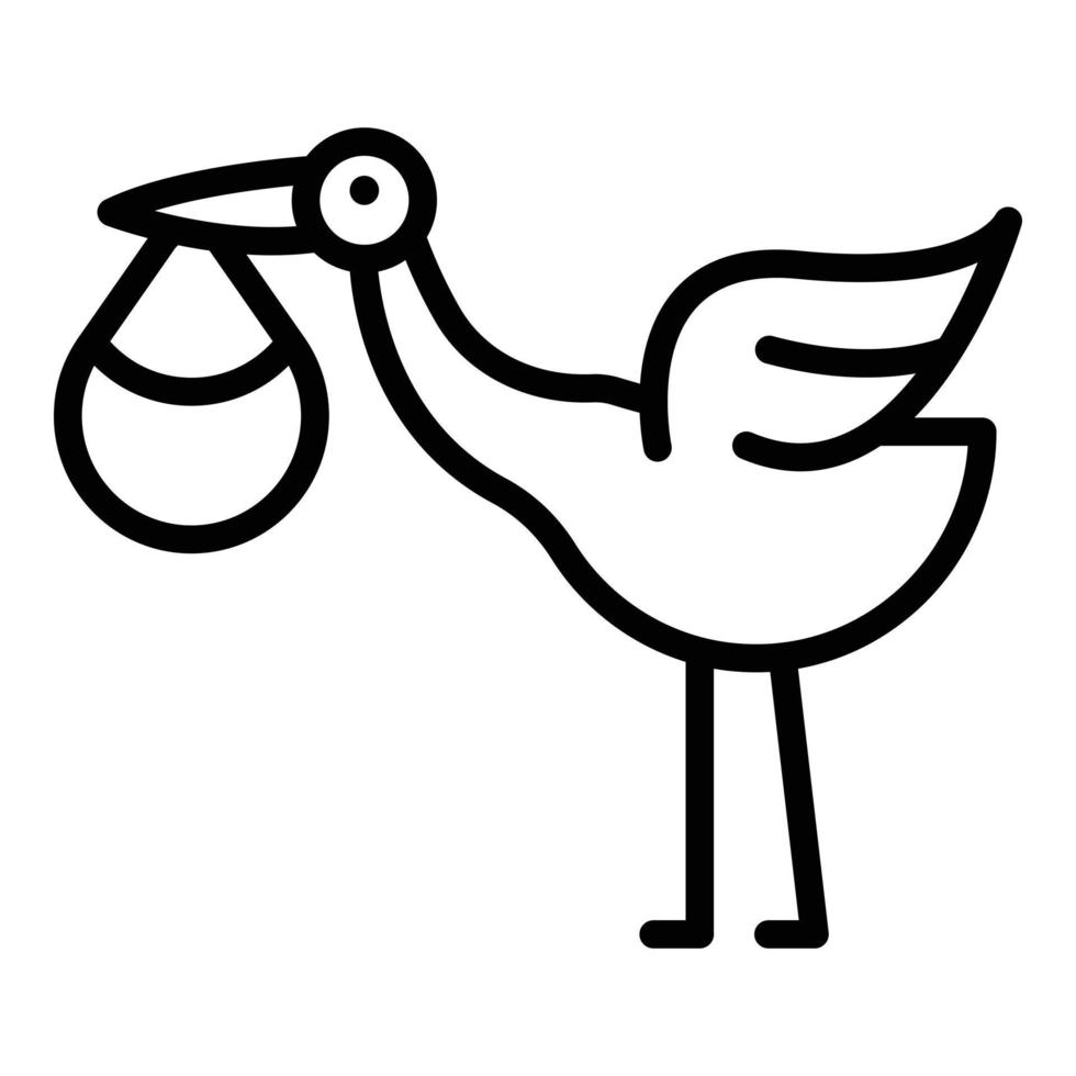 Wild baby stork icon, outline style vector