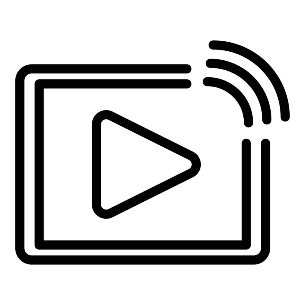 Web video player stream icon, outline style vector