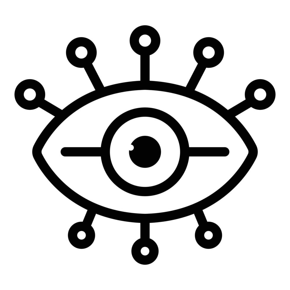 icono de amuleto de ojo antiguo, estilo de contorno vector