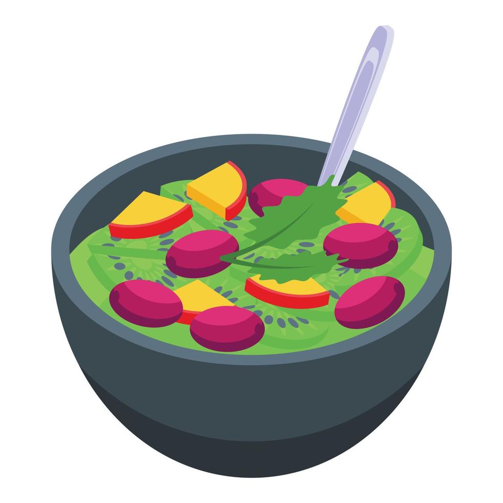 icono de ensalada de kiwi, estilo isométrico vector