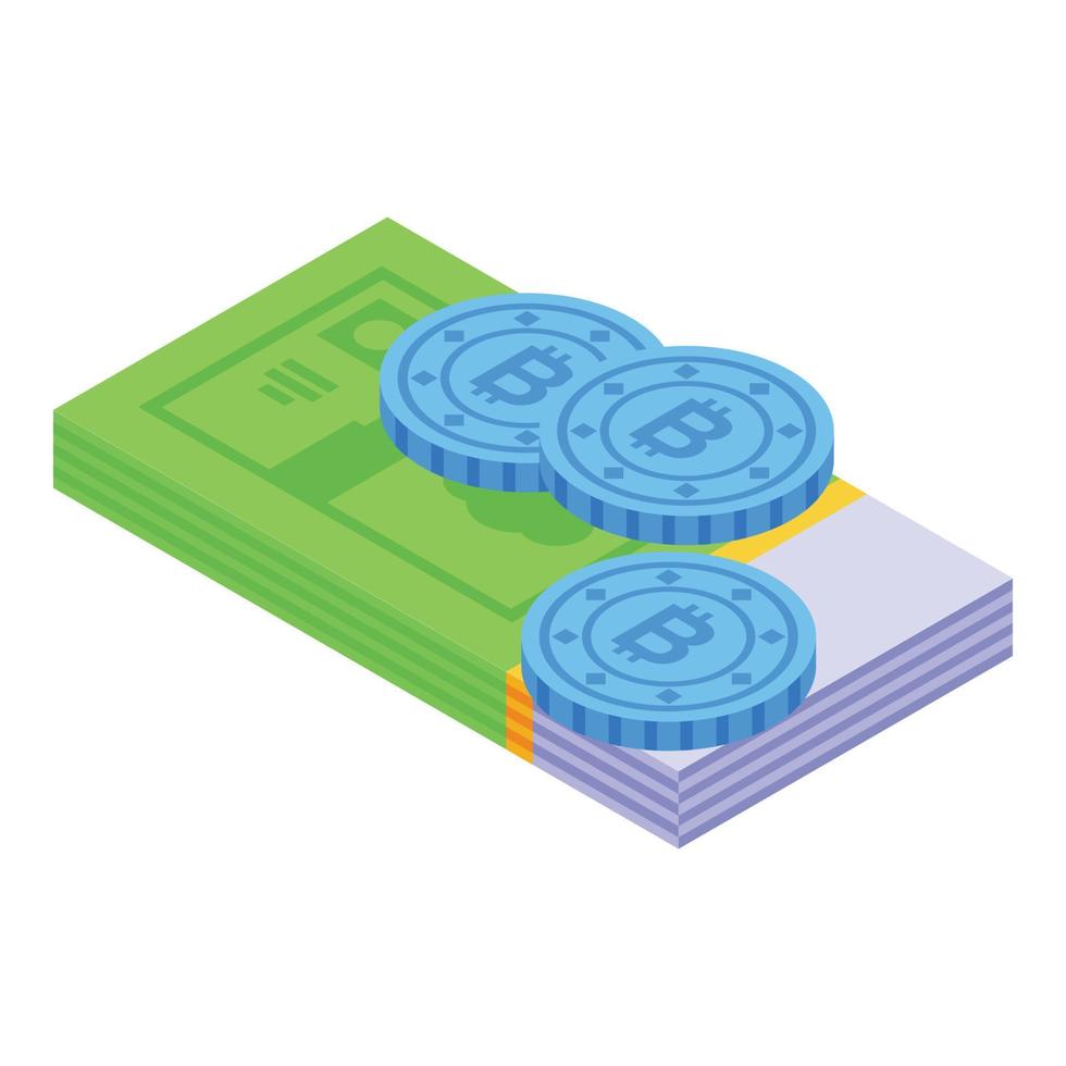 Crypto money icon, isometric style vector