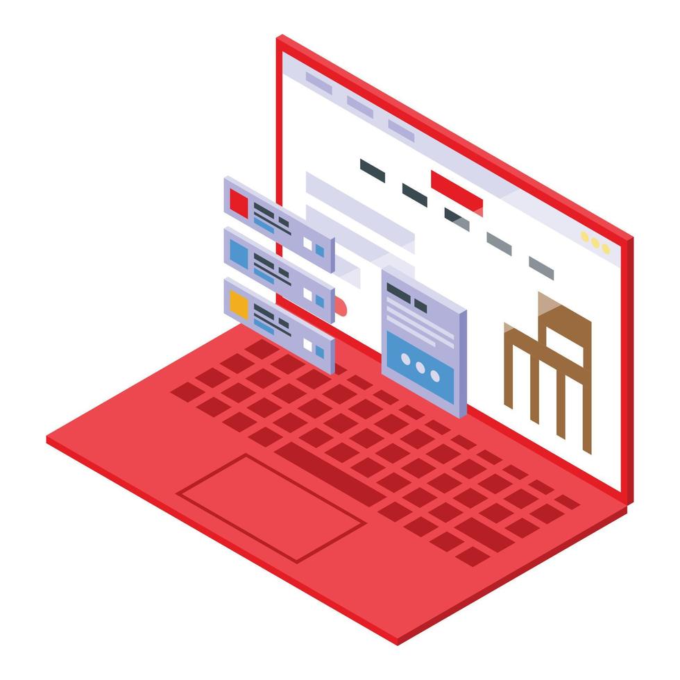 Interface laptop icon, isometric style vector