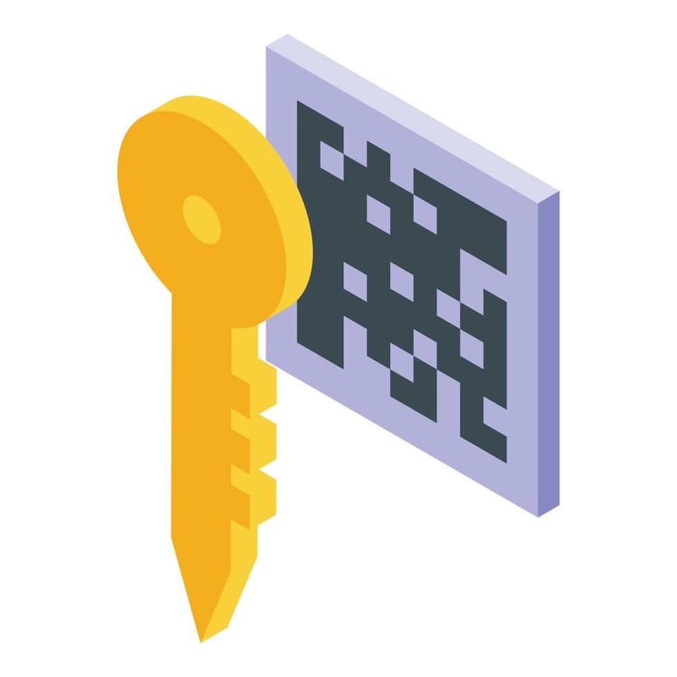 Crypto key icon, isometric style vector