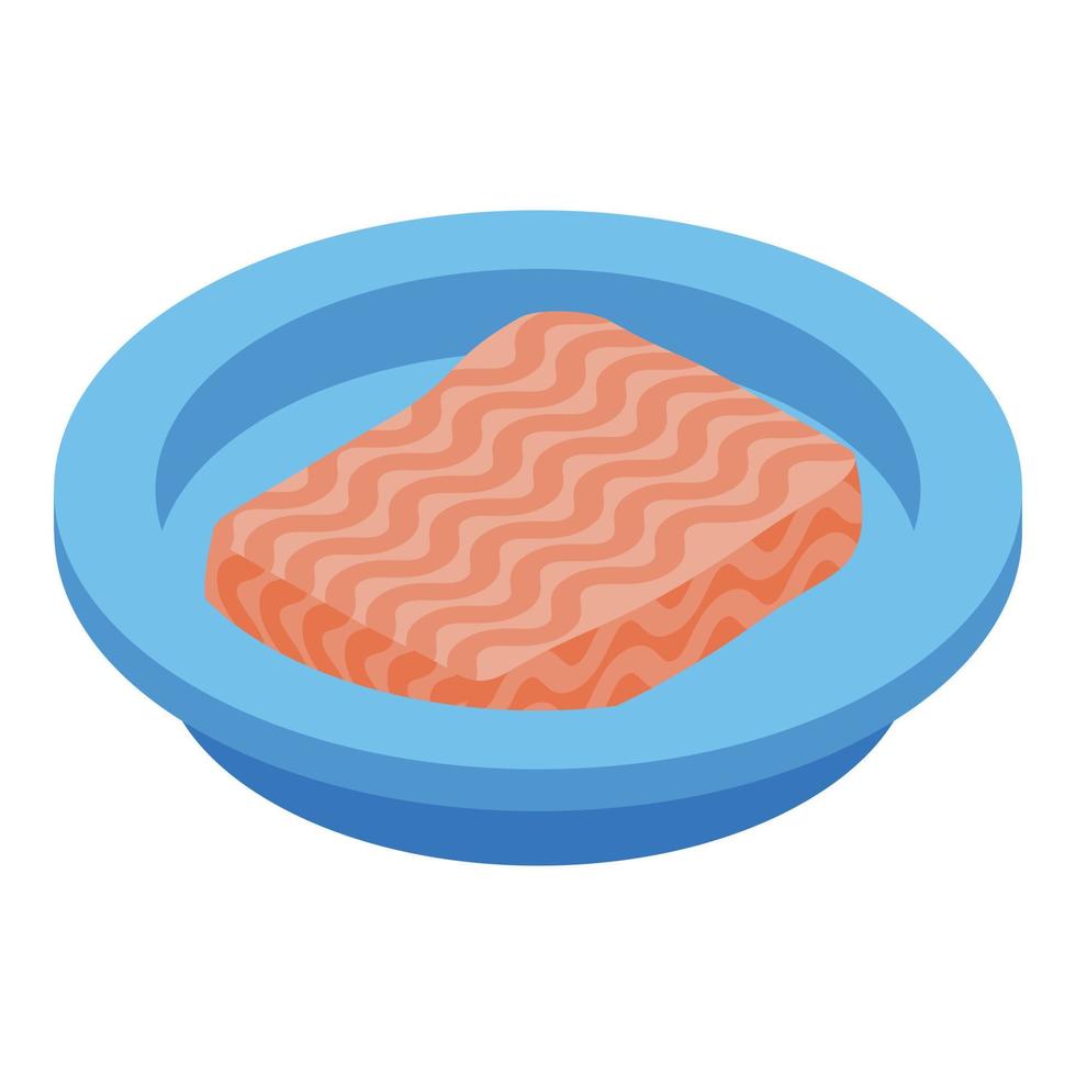 Bacon on plate icon, isometric style vector