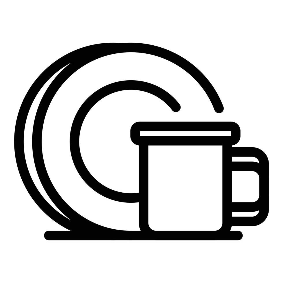 Mug plate icon, outline style vector