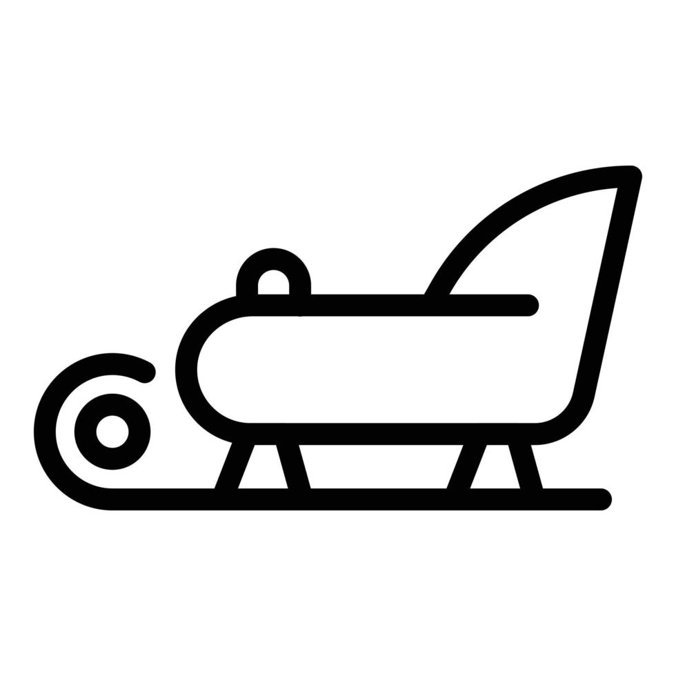 Flying santa sleigh icon, outline style vector