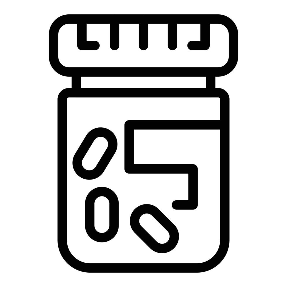 Pill bottle probiotics icon, outline style vector