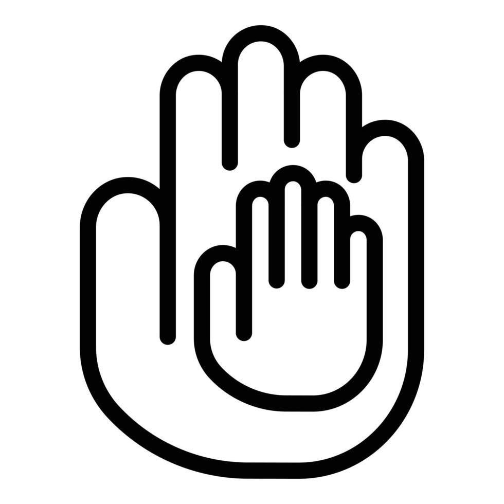 Hands help reliability icon, outline style vector