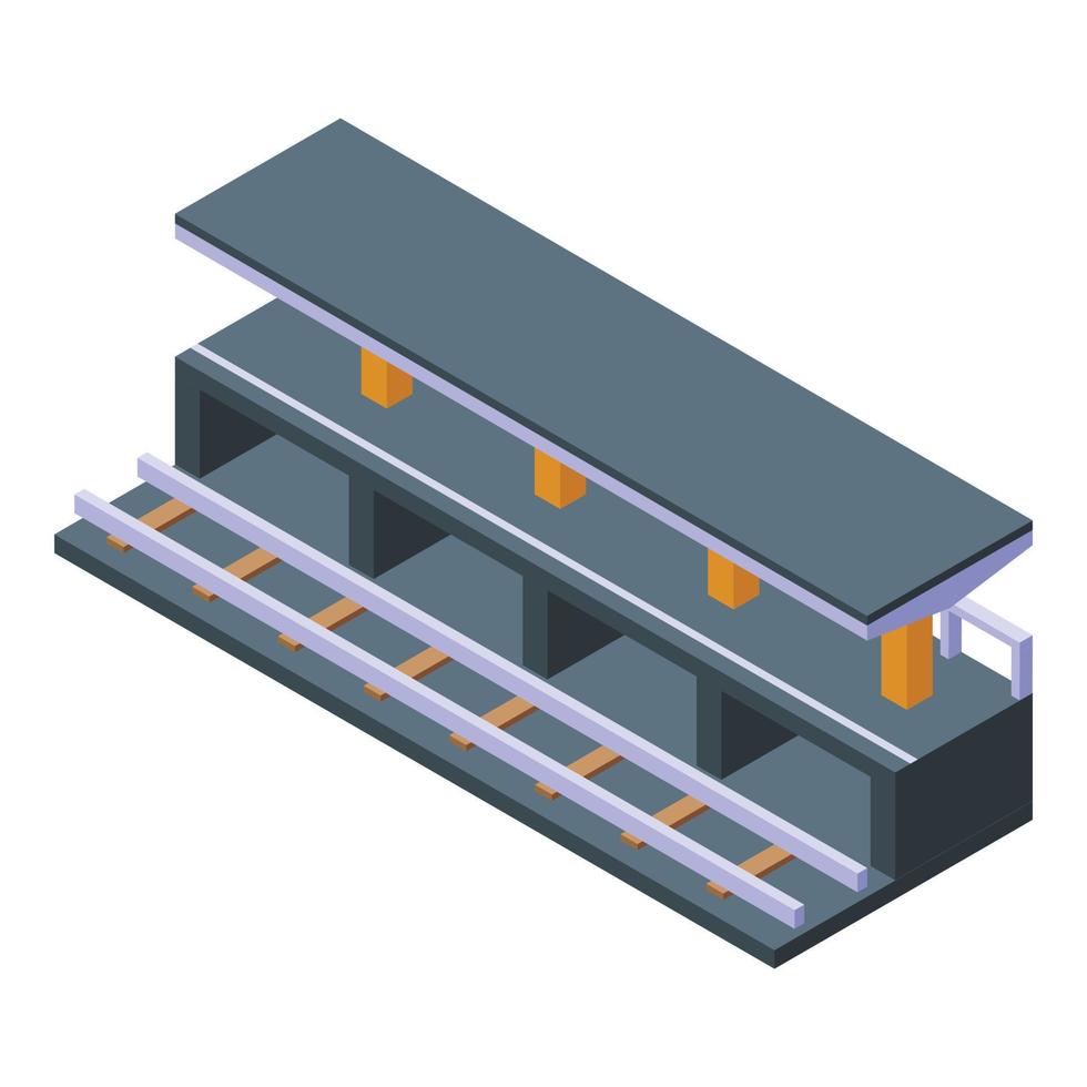 Train stop icon, isometric style vector