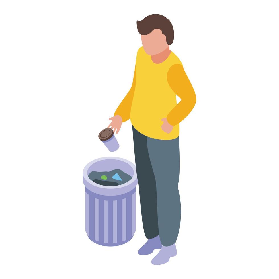 Garbage careless person icon, isometric style vector