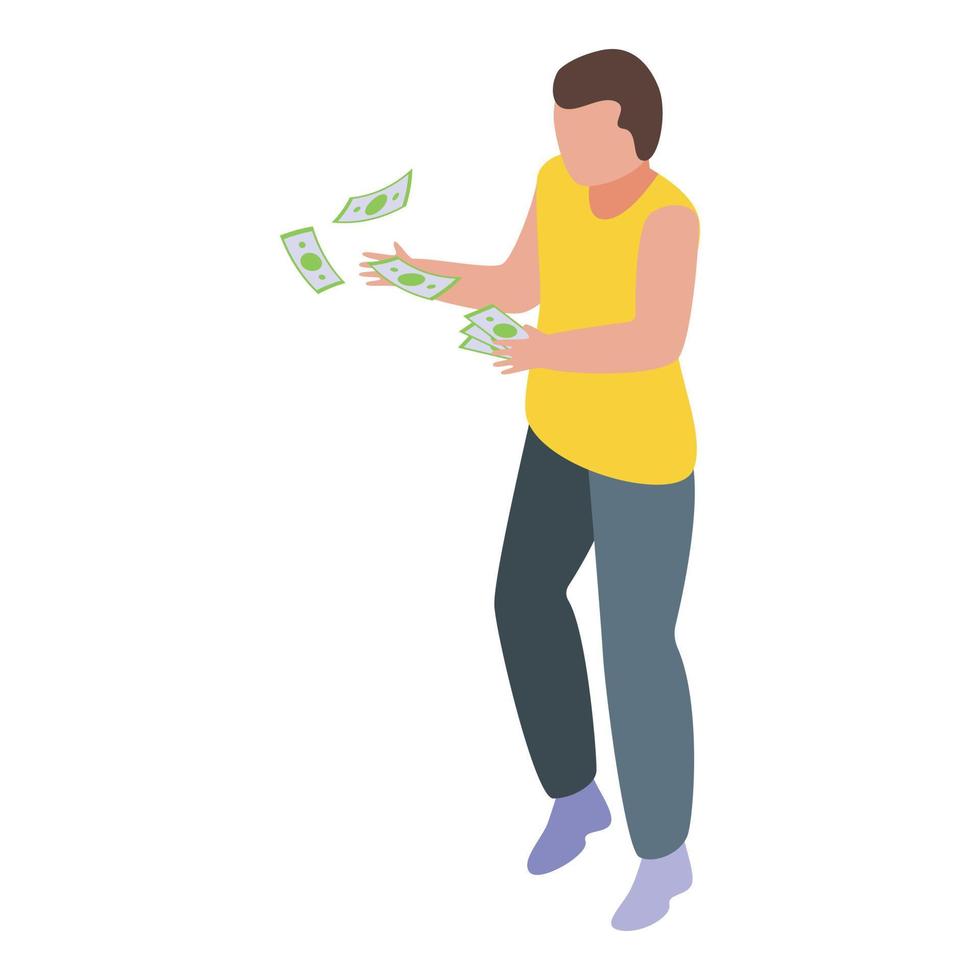 Money careless man icon, isometric style vector