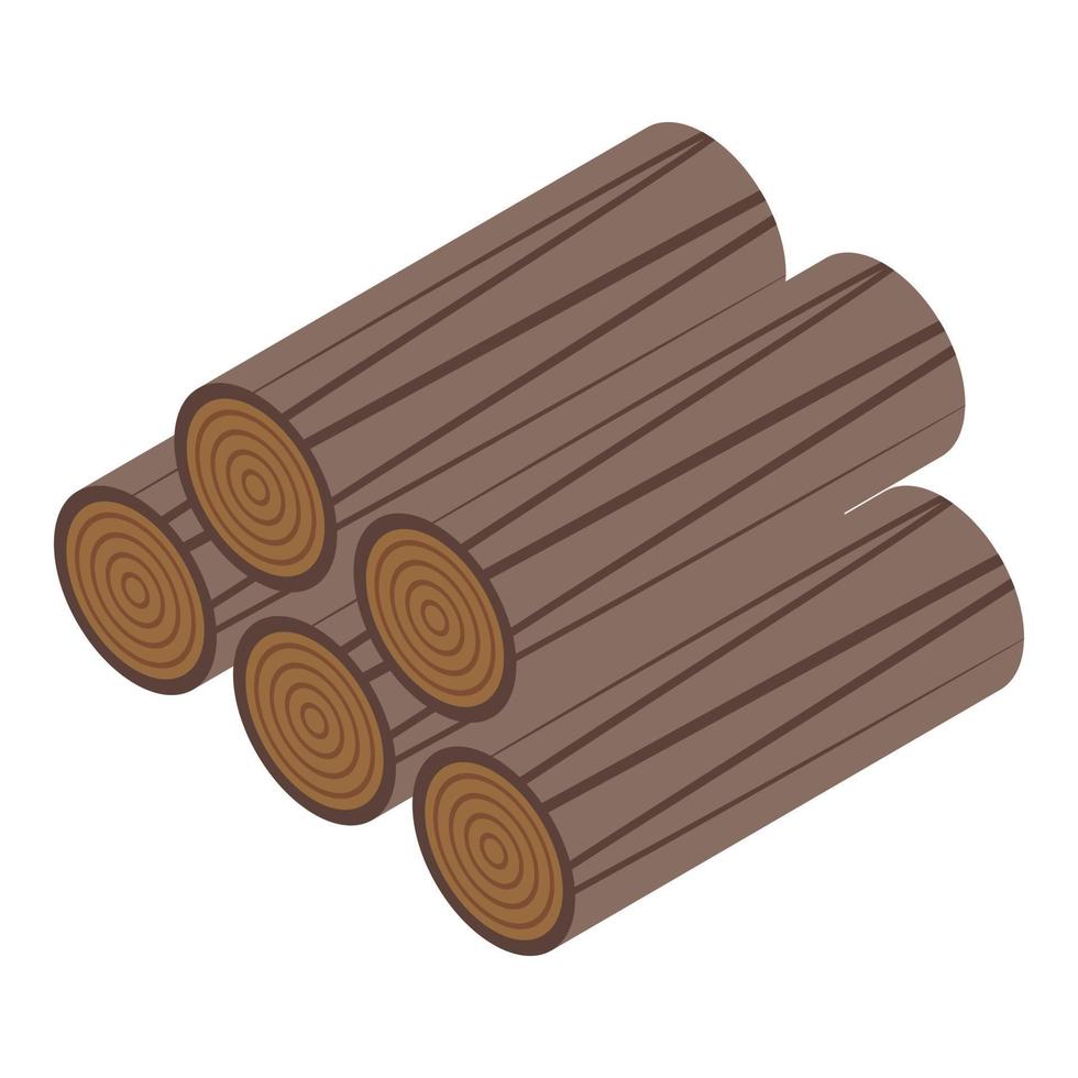 Wooden logs icon, isometric style vector