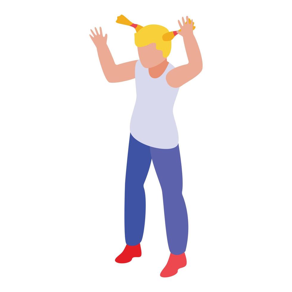 Disobedient small girl icon, isometric style vector