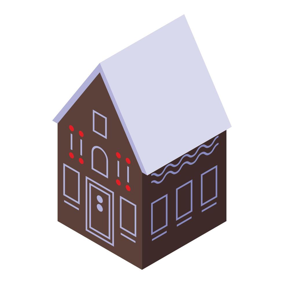 Baked gingerbread house icon, isometric style vector