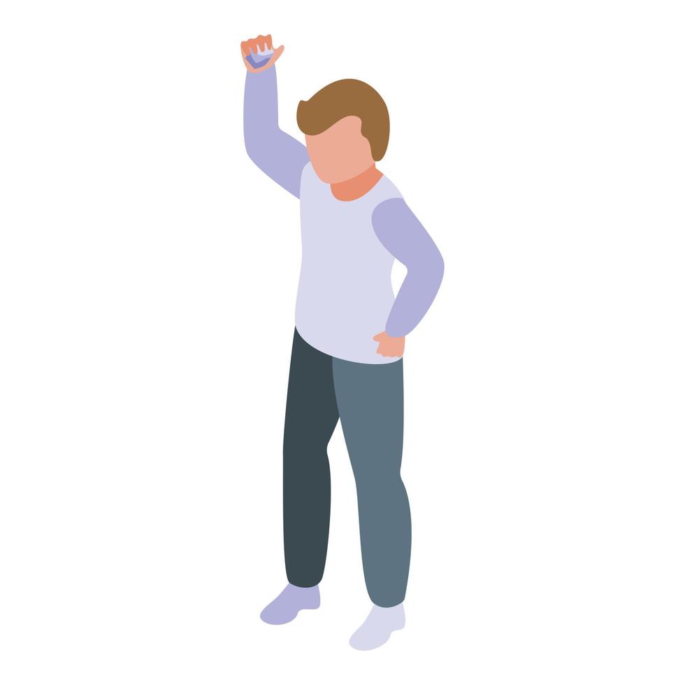 Disobedient parent boy icon, isometric style vector