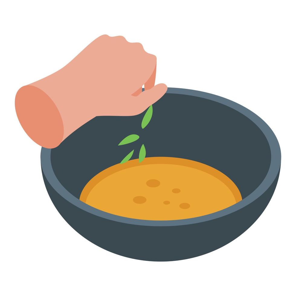Preparing soup icon, isometric style vector