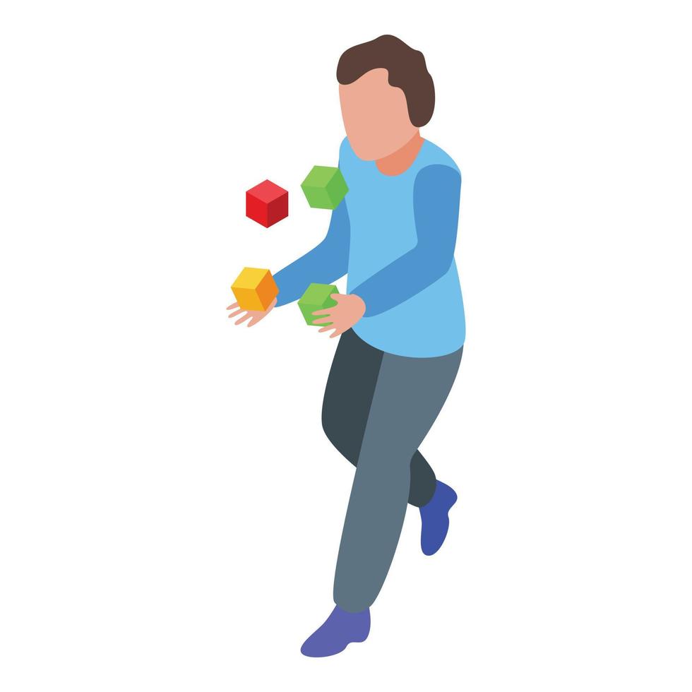 Disobedient playing boy icon, isometric style vector