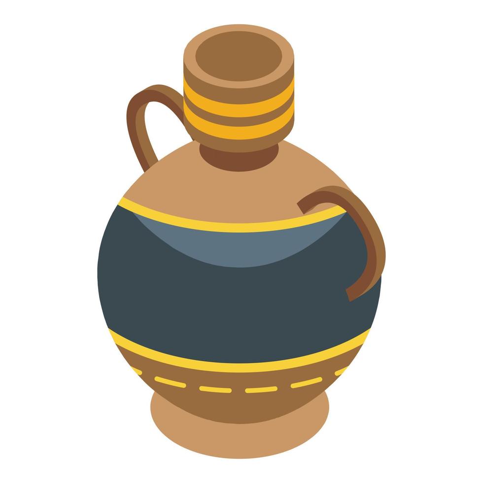 Clay amphora icon, isometric style vector