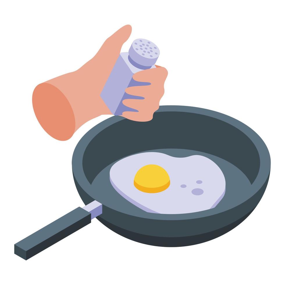 Frying egg icon, isometric style vector