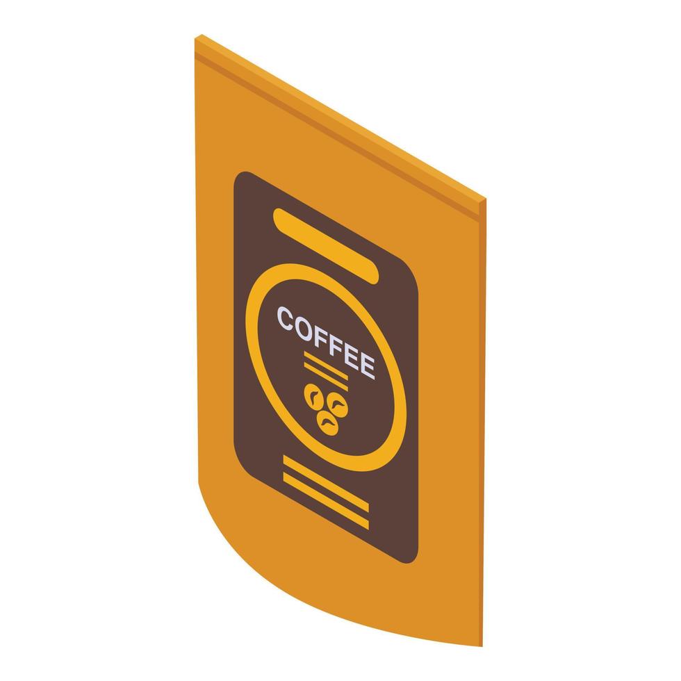 icono de paquete de café, estilo isométrico vector