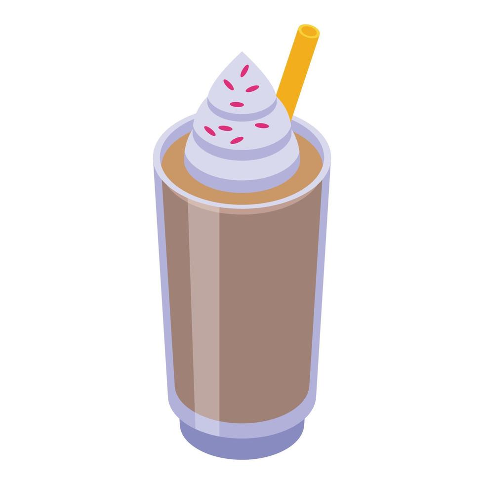 Coffee cocktail icon, isometric style vector