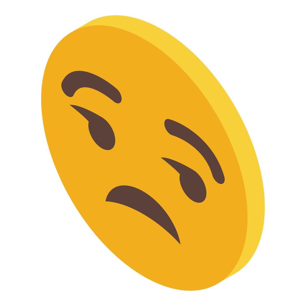 Sad emoji icon, isometric style vector