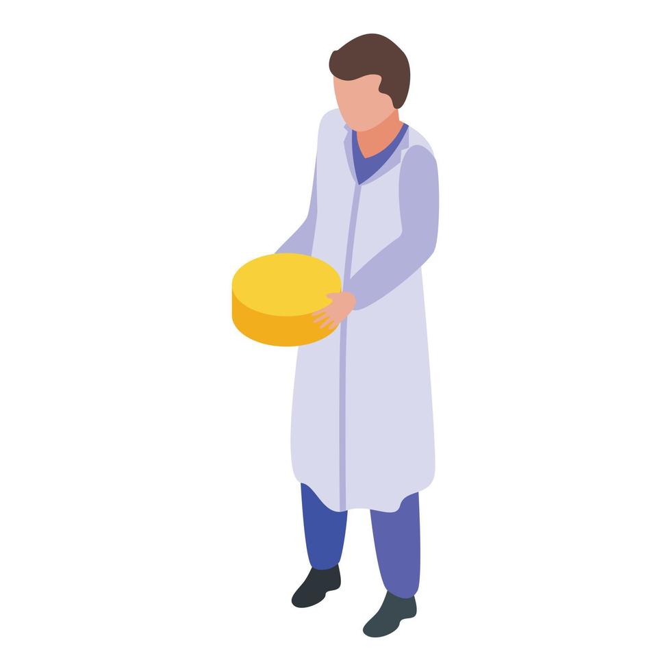 Cheese production worker icon, isometric style vector