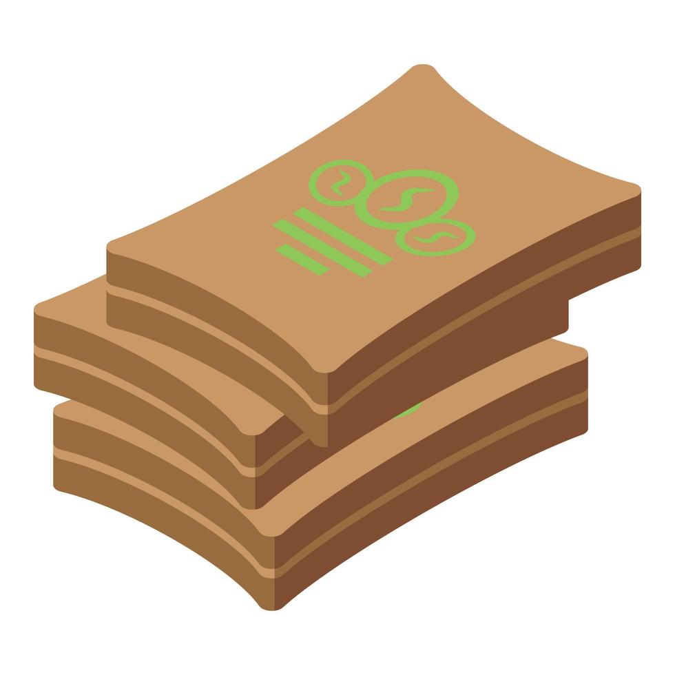 Coffee beans sack icon, isometric style vector