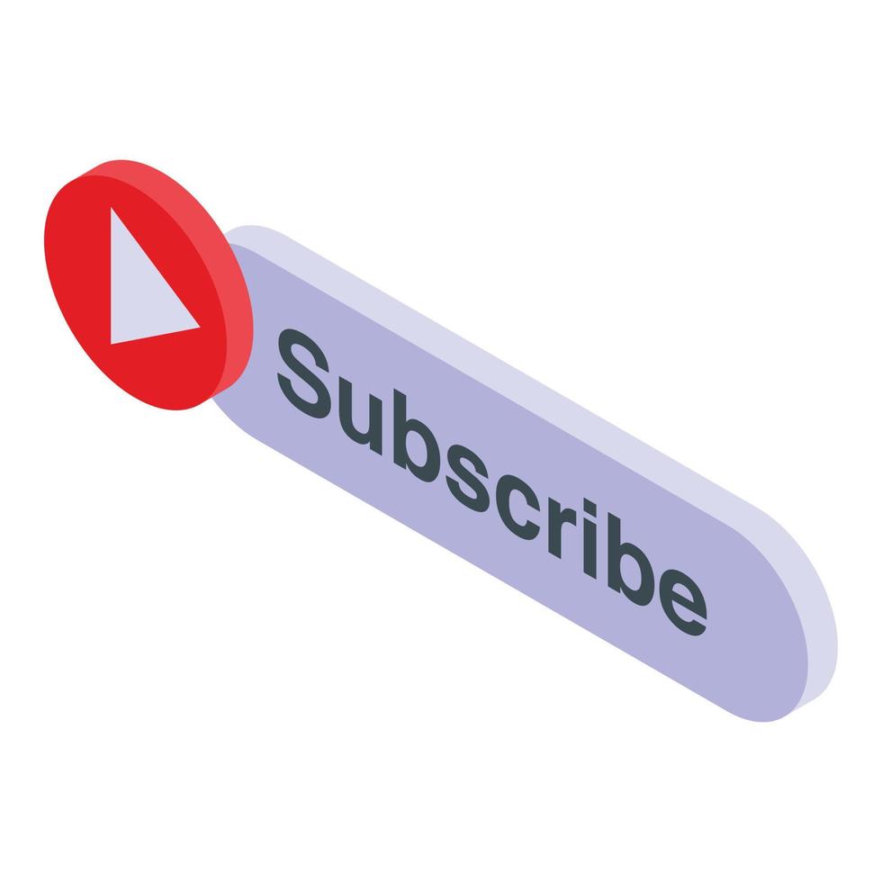 Subscribe button icon, isometric style vector