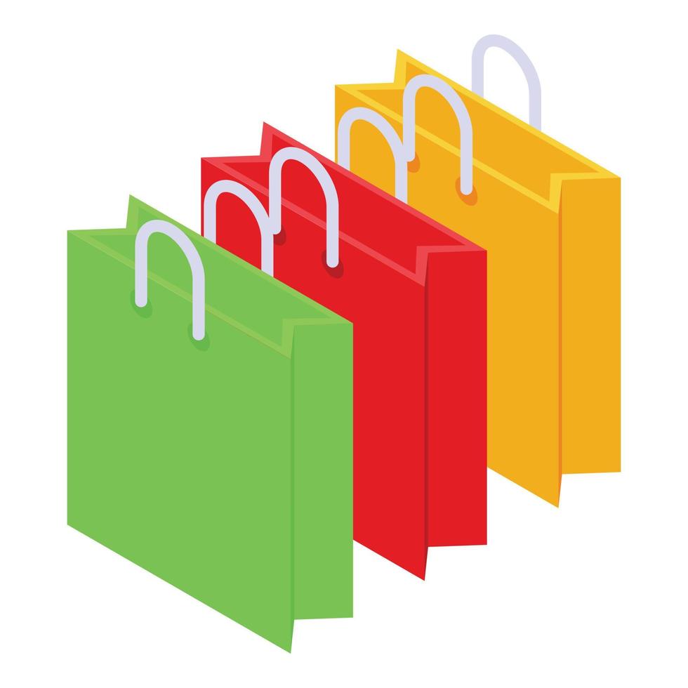 Purchase history shop bags icon, isometric style vector
