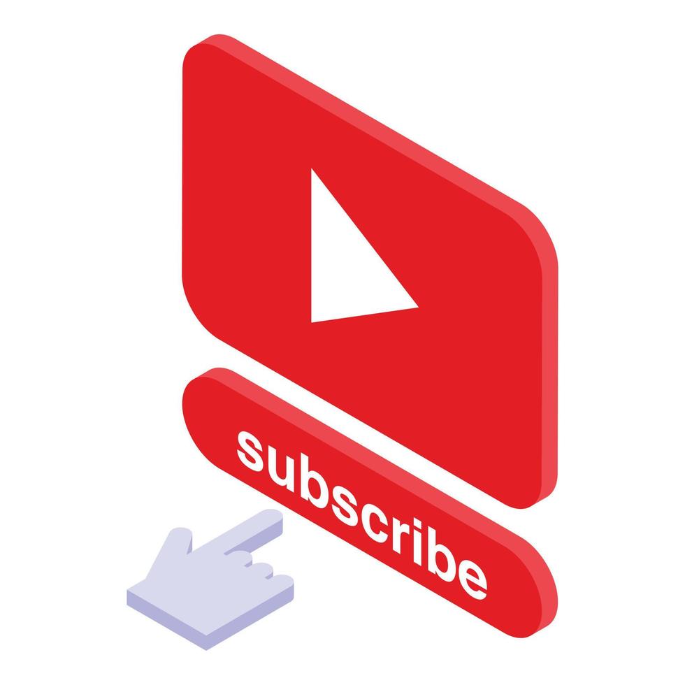 Video subscribe icon, isometric style vector