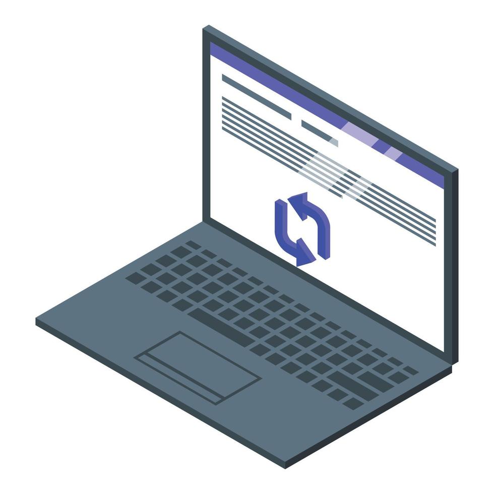 Laptop repost icon, isometric style vector