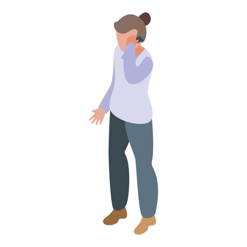 Phone assistant icon, isometric style vector
