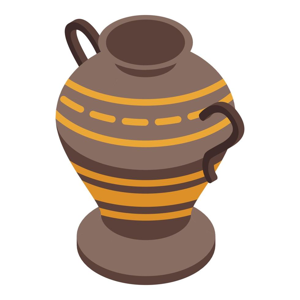 Ornament amphora icon, isometric style vector