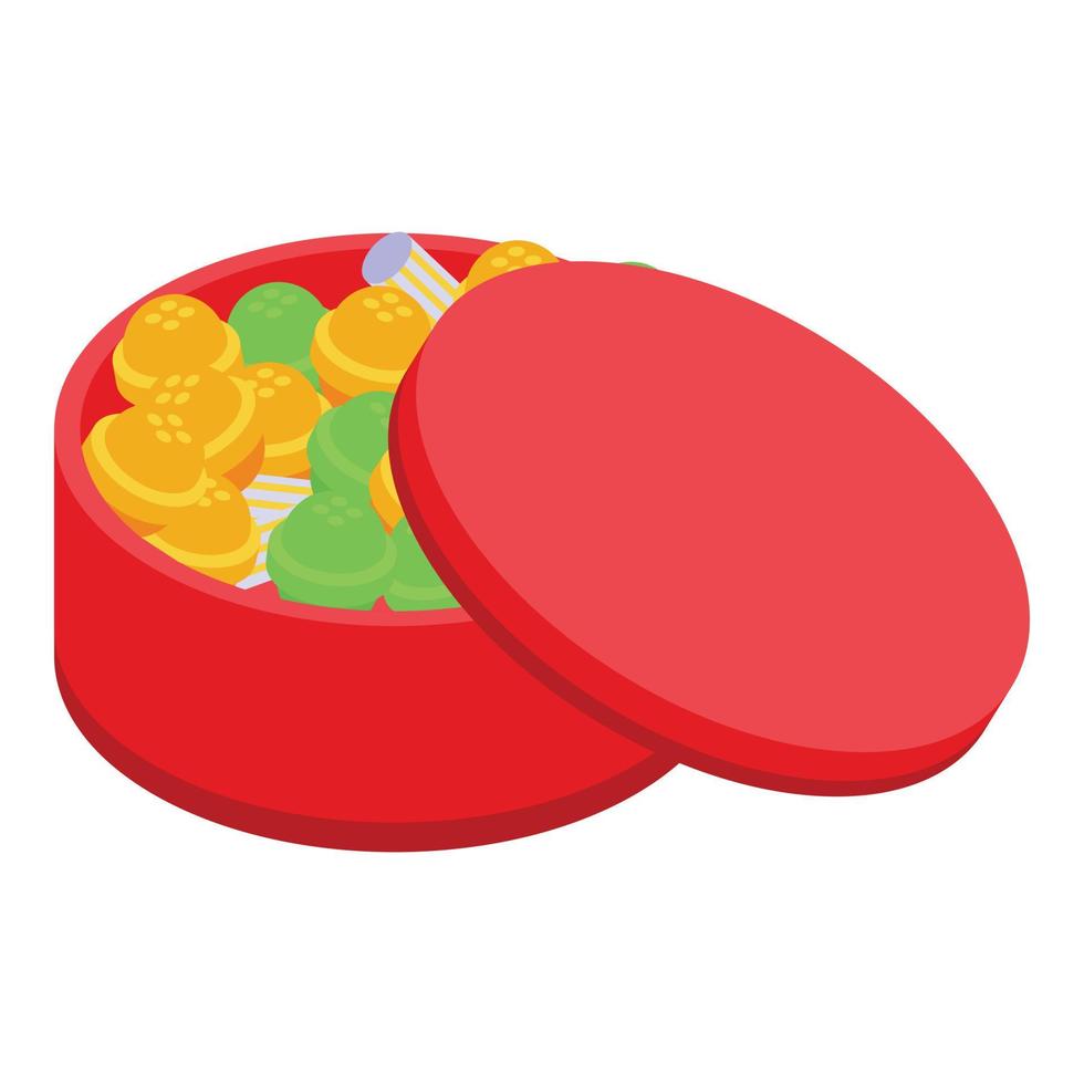 Christmas candy red box icon, isometric style vector