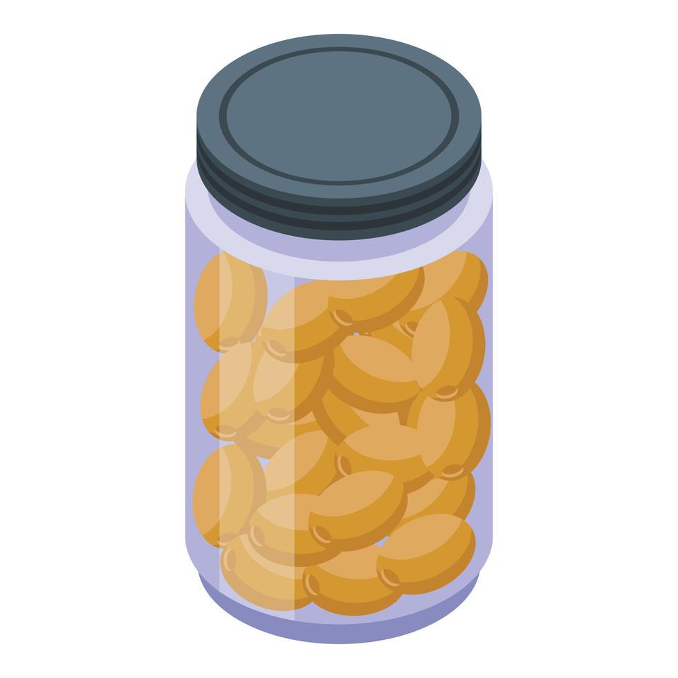 Pickled greek olives icon, isometric style vector