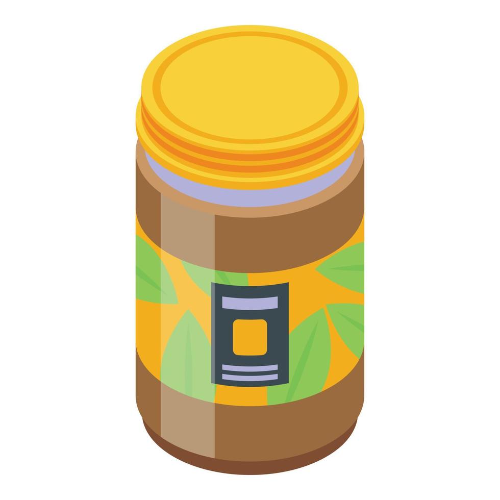 Decaffeinated coffee jar icon, isometric style vector