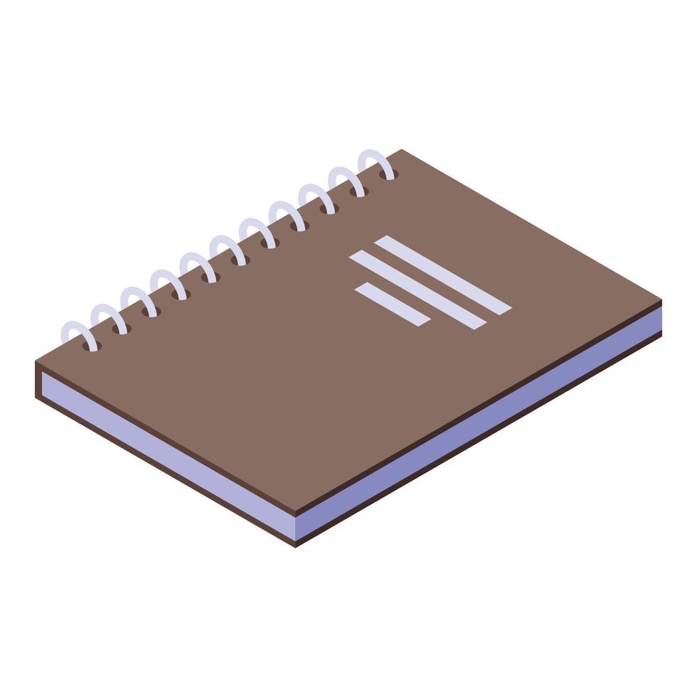 Notebook paper icon, isometric style vector