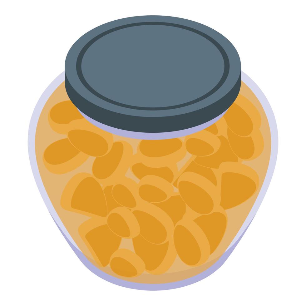 icono de frutas en escabeche, estilo isométrico vector