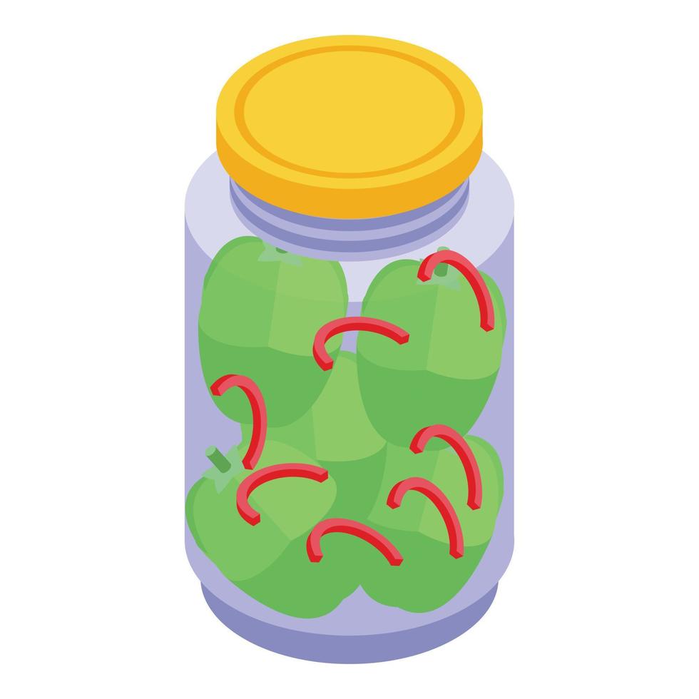 Pickled green olives icon, isometric style vector