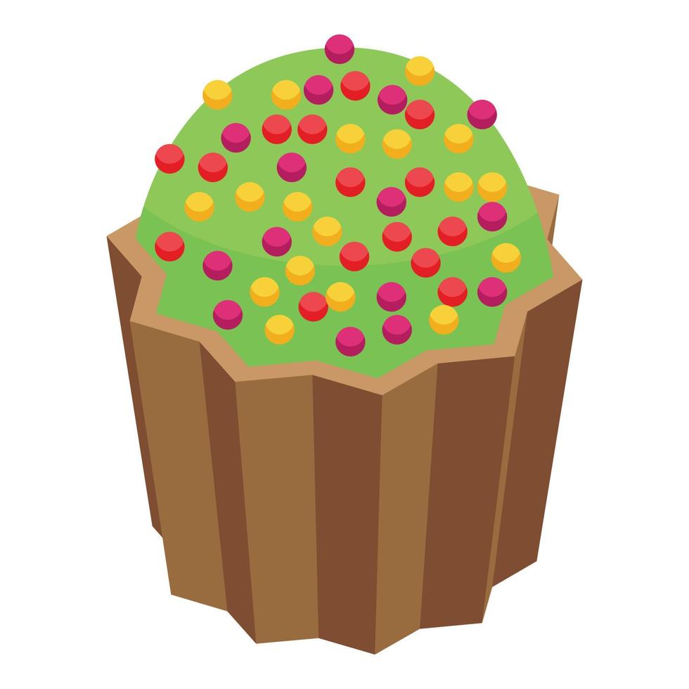 Christmas candy cupcake icon, isometric style vector