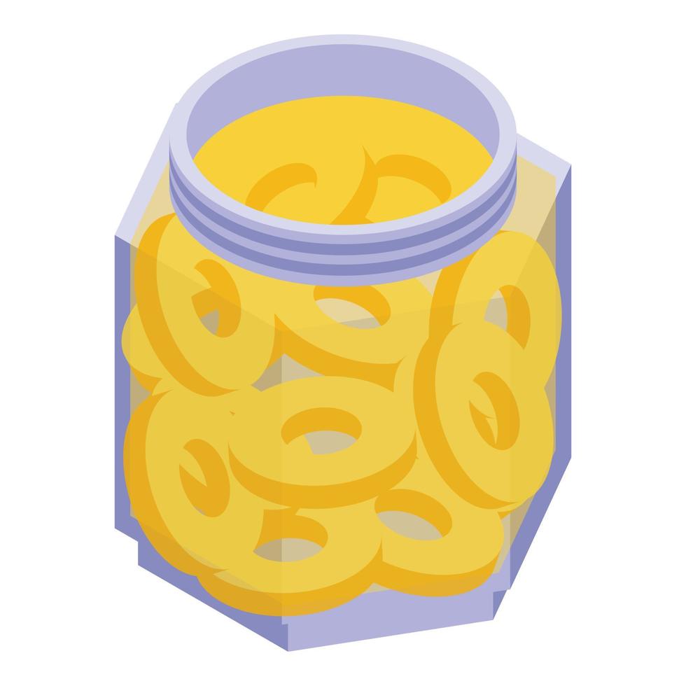 icono de piña en escabeche, estilo isométrico vector